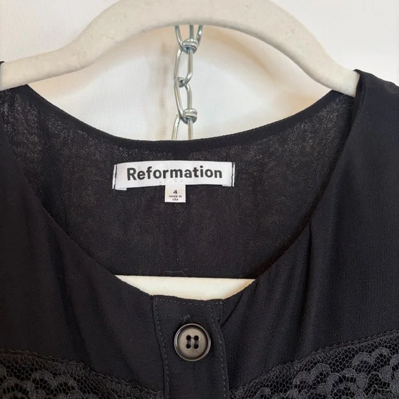 Reformation Black Midi Dress with Sheer Accents - Picture 6 of 8